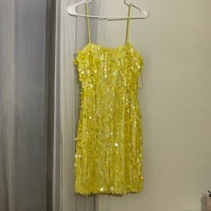 Yellow Sequin Mini Dress